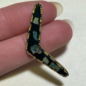 Genuine Australian Opal Boomerang Brooch Pin